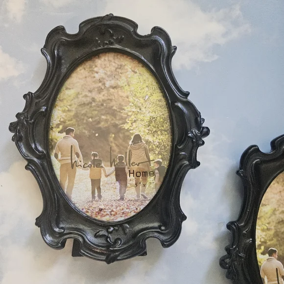 Black Ornate Picture Frames Set Of Two Halloween Gothic Black Ornate Oval Frame - Picture 4 of 12